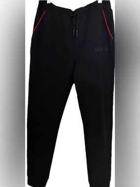 Plein Sport Black Joggers with Red Pocket Trim